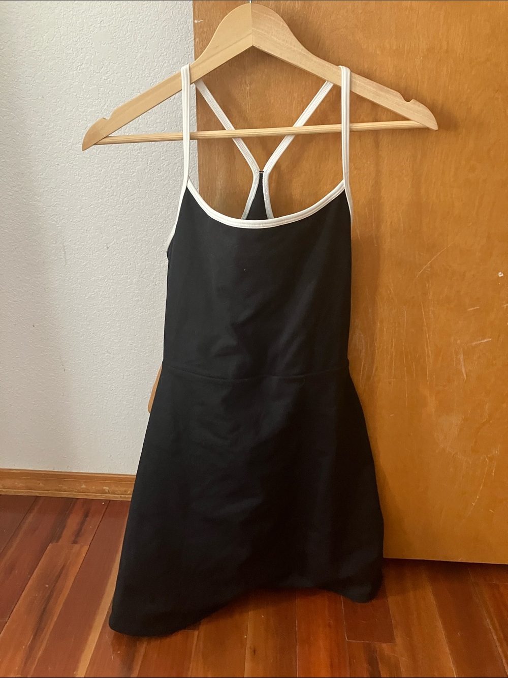 GAP Fit Black Mini Dress with White Trim and Racerback Detail